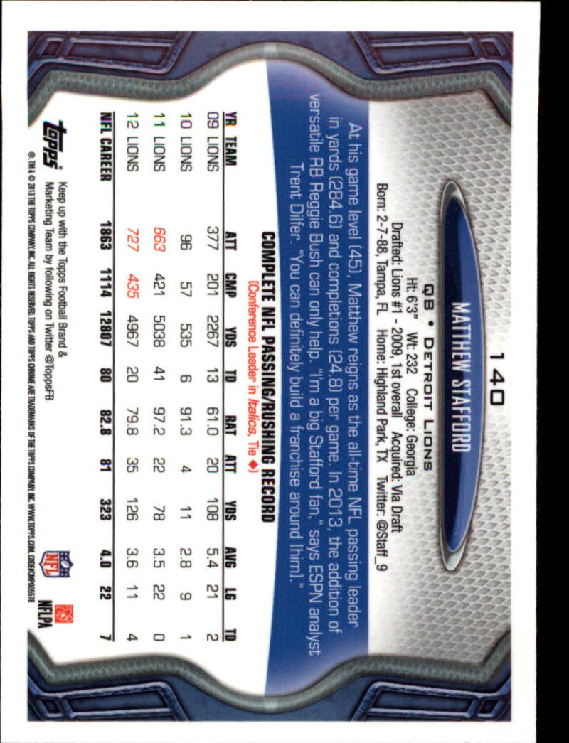 2013 Topps Chrome Football Part 1 Main Set Cards #1 to #220 - Picture 273 of 429