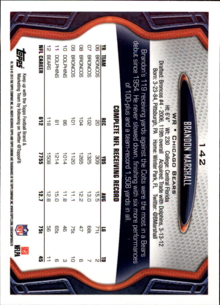 2013 Topps Chrome Football Part 1 Main Set Cards #1 to #220 - Picture 277 of 429