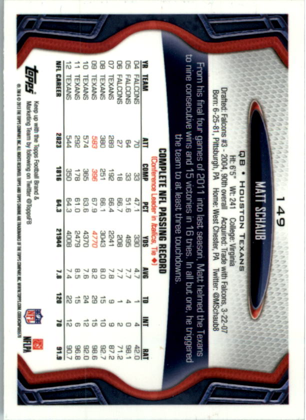 2013 Topps Chrome Football Part 1 Main Set Cards #1 to #220 - Picture 291 of 429