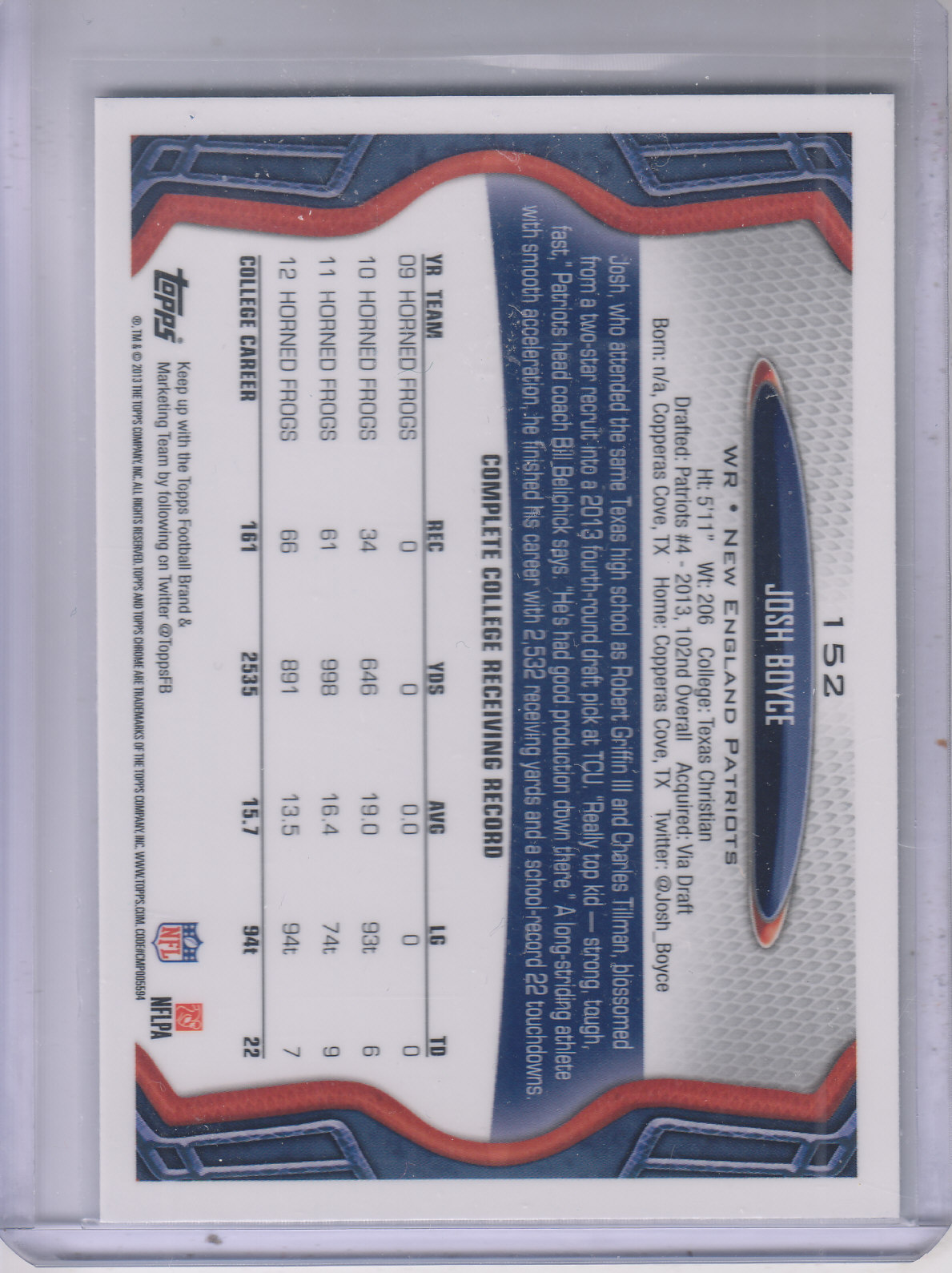 2013 Topps Chrome Football Part 1 Main Set Cards #1 to #220 - Picture 295 of 429