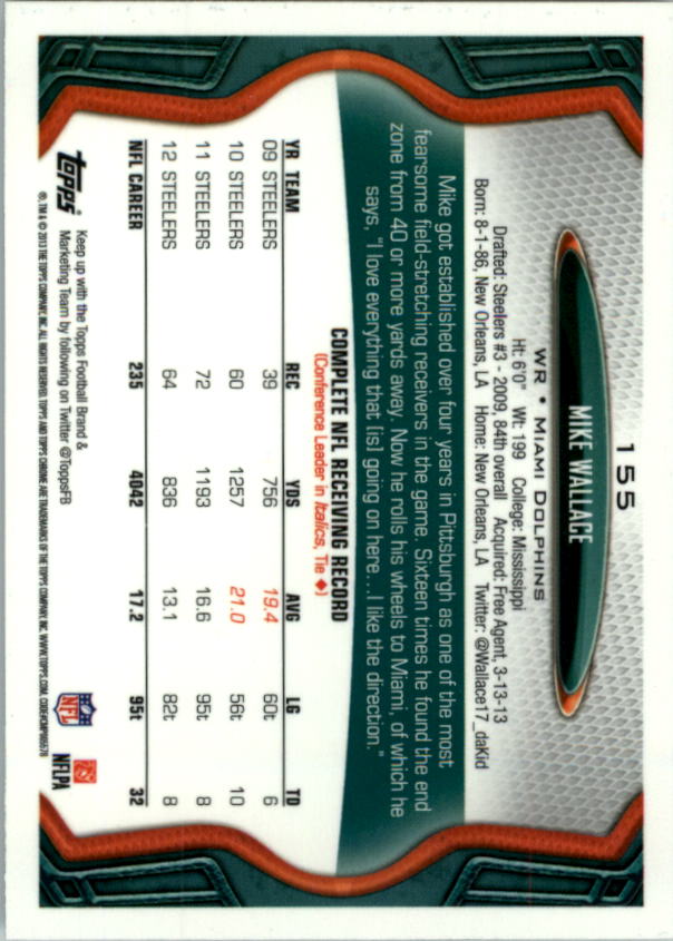 2013 Topps Chrome Football Part 1 Main Set Cards #1 to #220 - Picture 299 of 429