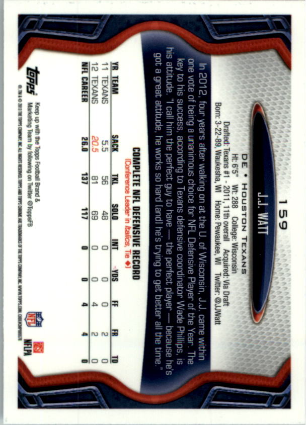 2013 Topps Chrome Football Part 1 Main Set Cards #1 to #220 - Picture 307 of 429