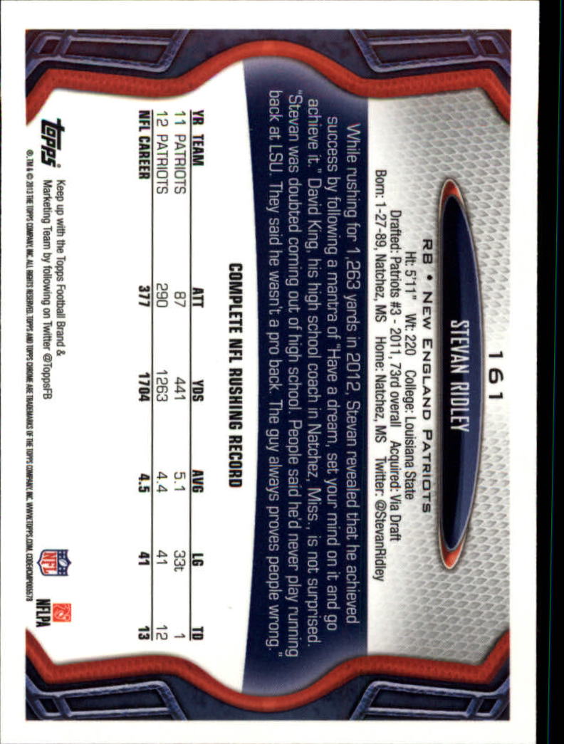 2013 Topps Chrome Football Part 1 Main Set Cards #1 to #220 - Picture 311 of 429