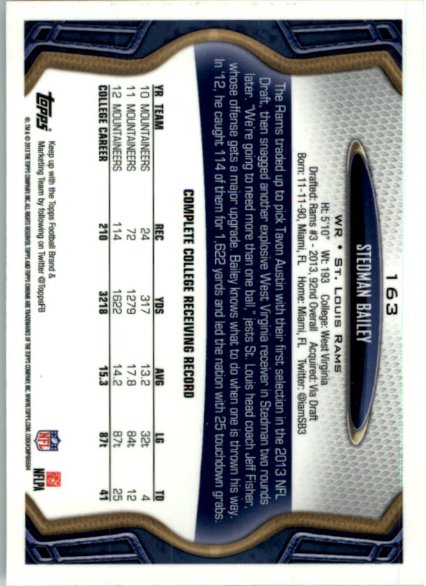 2013 Topps Chrome Football Part 1 Main Set Cards #1 to #220 - Picture 315 of 429