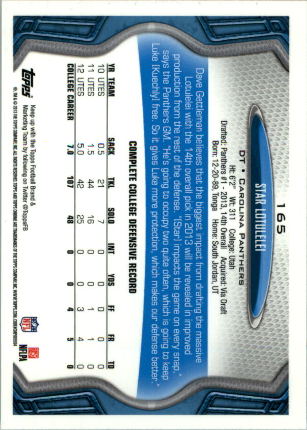 2013 Topps Chrome Football Part 1 Main Set Cards #1 to #220 - Picture 319 of 429