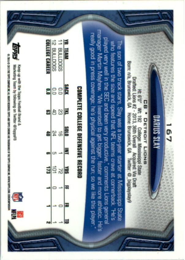 2013 Topps Chrome Football Part 1 Main Set Cards #1 to #220 - Picture 323 of 429