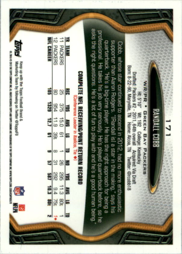 2013 Topps Chrome Football Part 1 Main Set Cards #1 to #220 - Picture 331 of 429