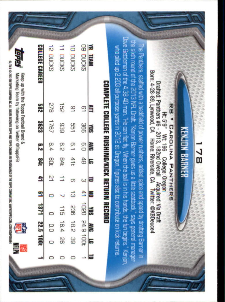 2013 Topps Chrome Football Part 1 Main Set Cards #1 to #220 - Picture 345 of 429