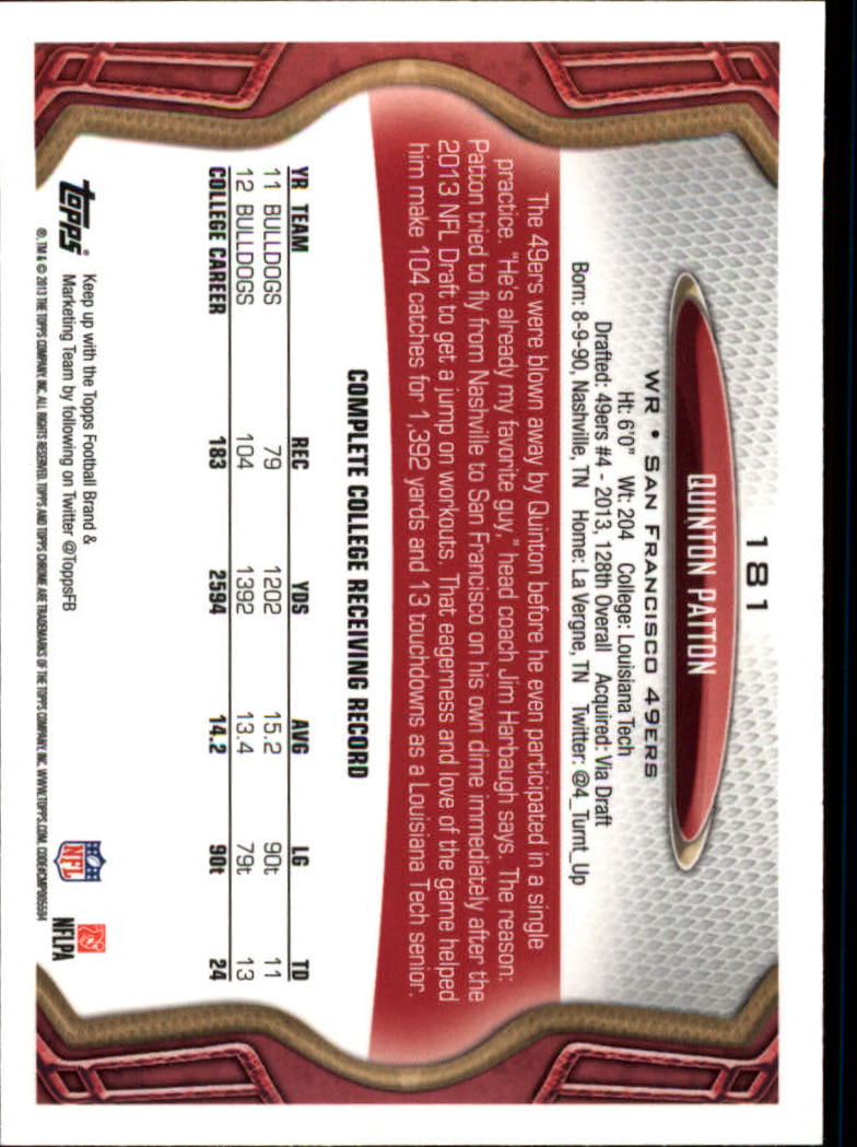 2013 Topps Chrome Football Part 1 Main Set Cards #1 to #220 - Picture 351 of 429