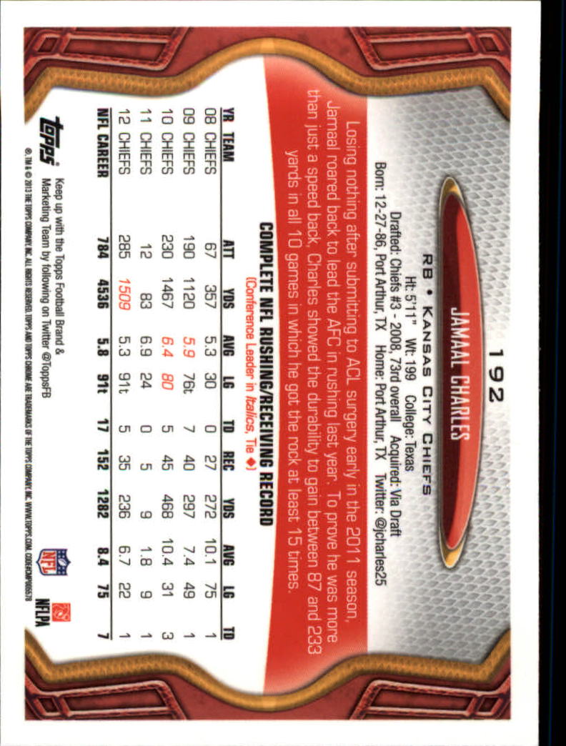 2013 Topps Chrome Football Part 1 Main Set Cards #1 to #220 - Picture 373 of 429