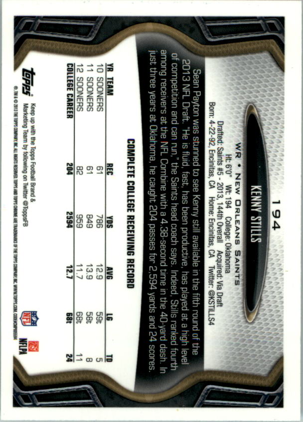 2013 Topps Chrome Football Part 1 Main Set Cards #1 to #220 - Picture 377 of 429