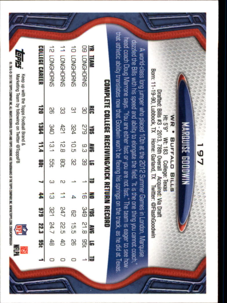 2013 Topps Chrome Football Part 1 Main Set Cards #1 to #220 - Picture 383 of 429