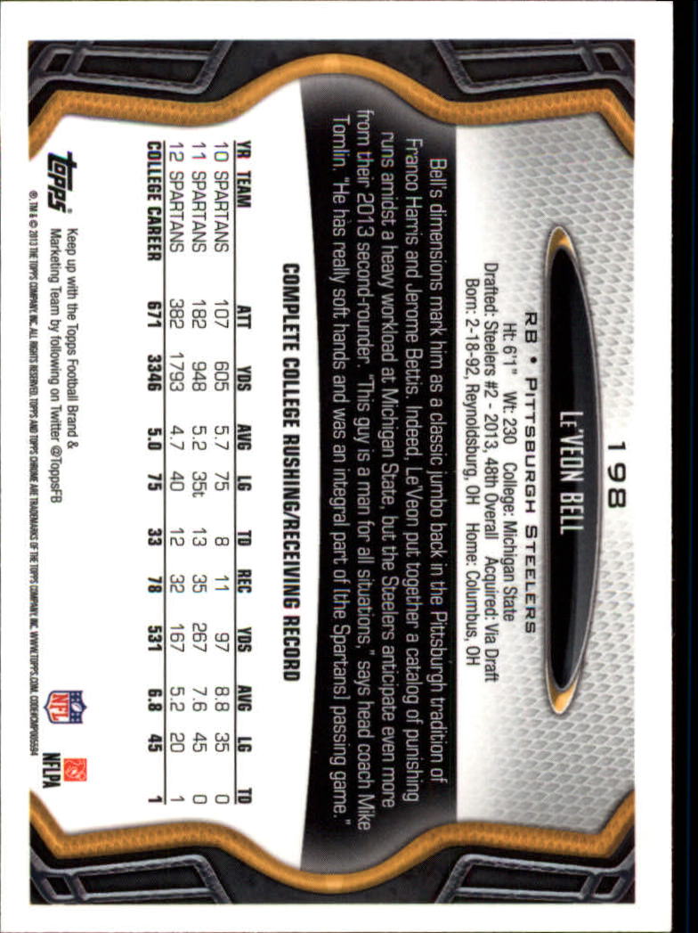 2013 Topps Chrome Football Part 1 Main Set Cards #1 to #220 - Picture 385 of 429