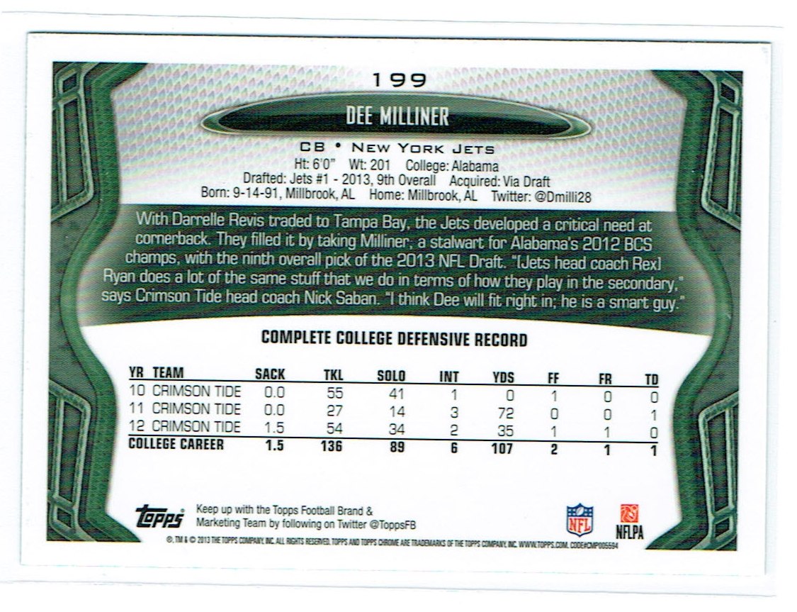 2013 Topps Chrome Football Part 1 Main Set Cards #1 to #220 - Picture 387 of 429