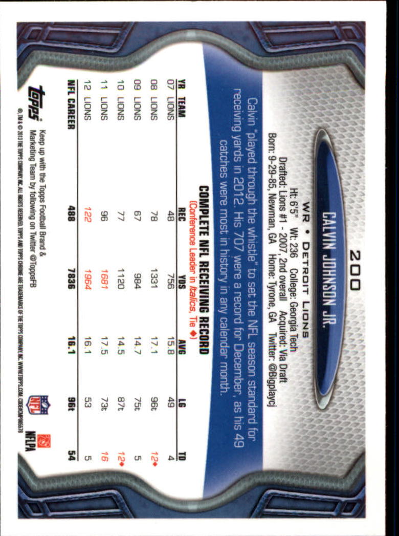2013 Topps Chrome Football Part 1 Main Set Cards #1 to #220 - Picture 389 of 429