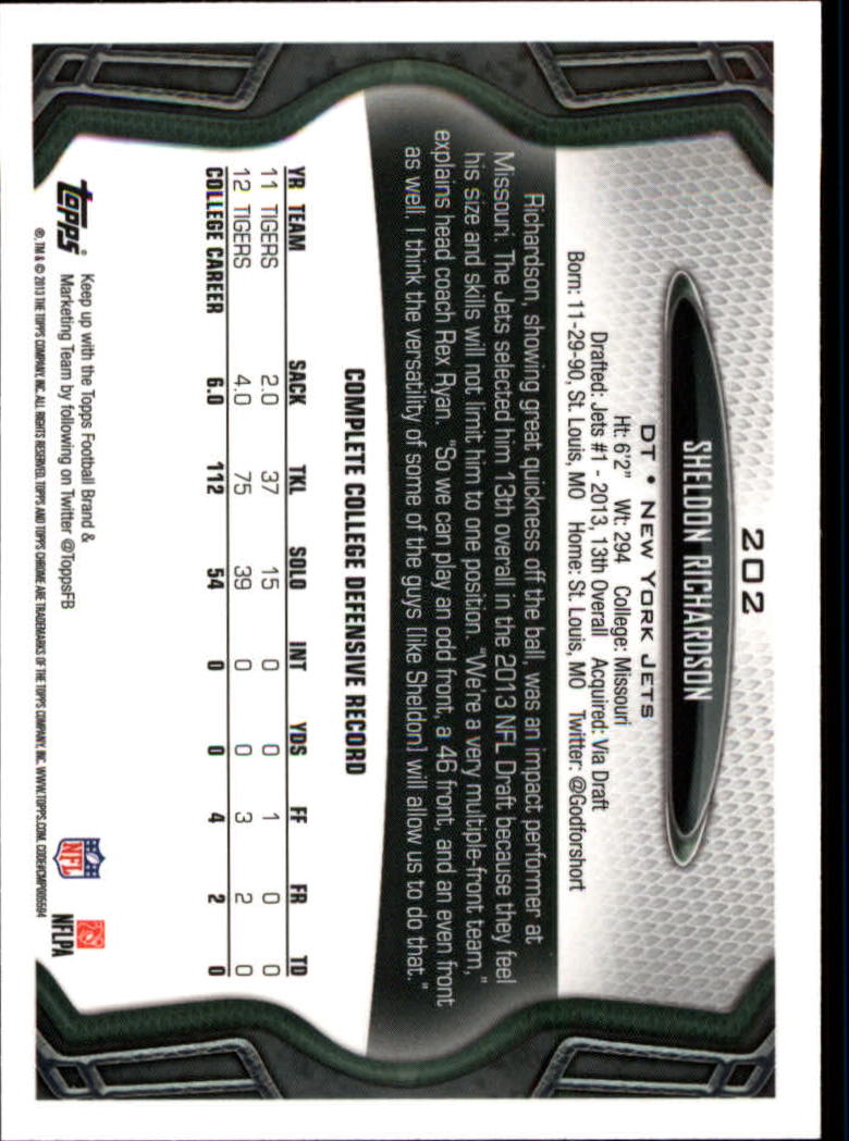 2013 Topps Chrome Football Part 1 Main Set Cards #1 to #220 - Picture 393 of 429