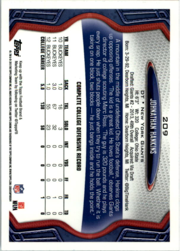 2013 Topps Chrome Football Part 1 Main Set Cards #1 to #220 - Picture 407 of 429