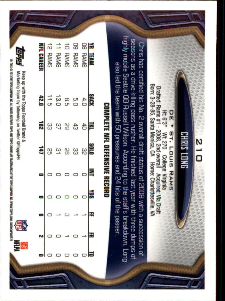 2013 Topps Chrome Football Part 1 Main Set Cards #1 to #220 - Picture 409 of 429