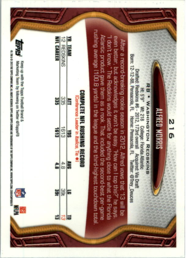 2013 Topps Chrome Football Part 1 Main Set Cards #1 to #220 - Picture 421 of 429