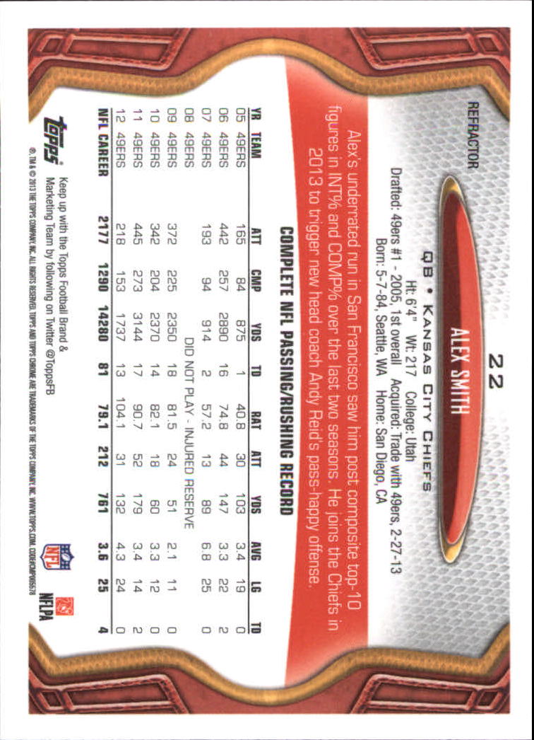 2013 Topps Chrome Football Part 2 Parallel Regular Refractors Cards #1 to #220 - Picture 19 of 246