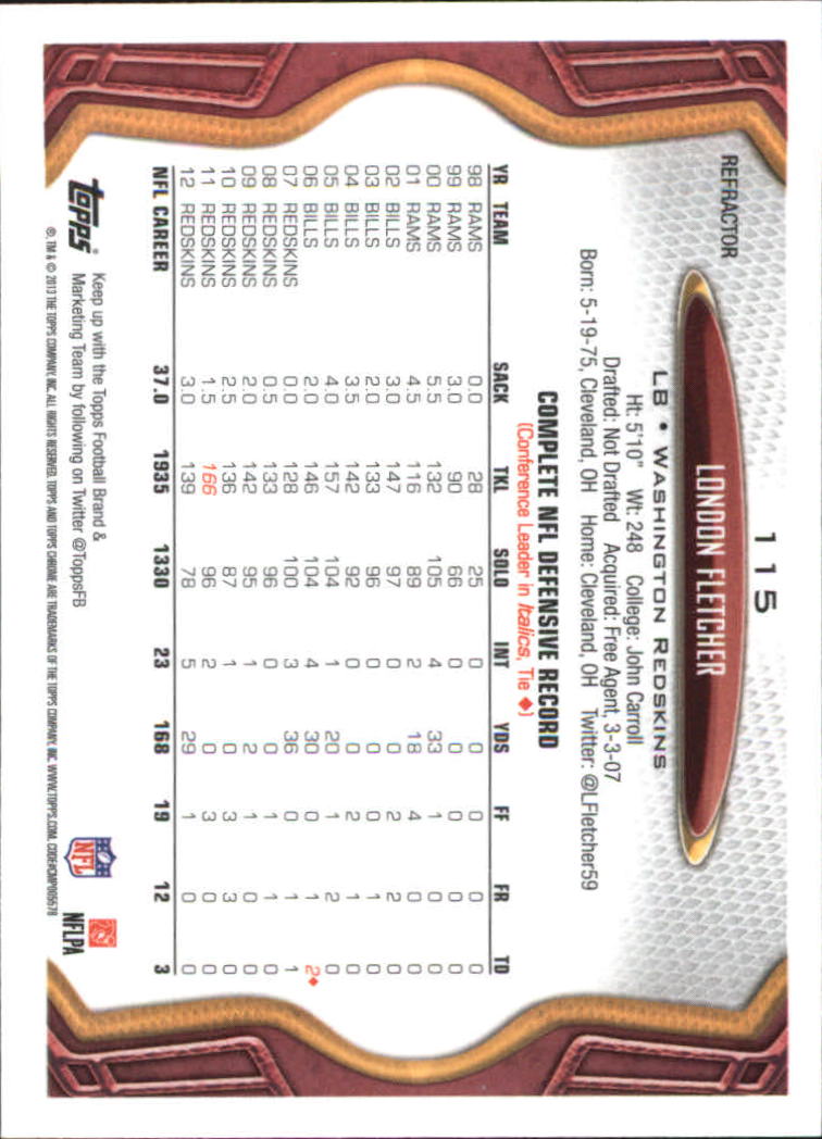 2013 Topps Chrome Football Part 2 Parallel Regular Refractors Cards #1 to #220 - Picture 122 of 246