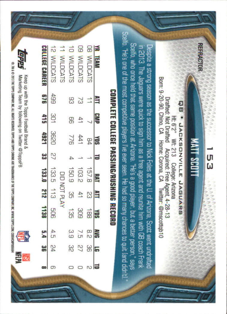 2013 Topps Chrome Football Part 2 Parallel Regular Refractors Cards #1 to #220 - Picture 166 of 246