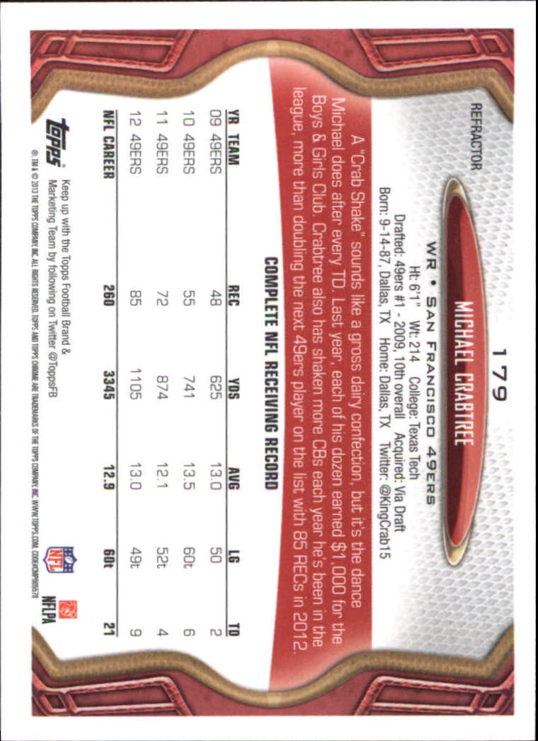 2013 Topps Chrome Football Part 2 Parallel Regular Refractors Cards #1 to #220 - Picture 202 of 246