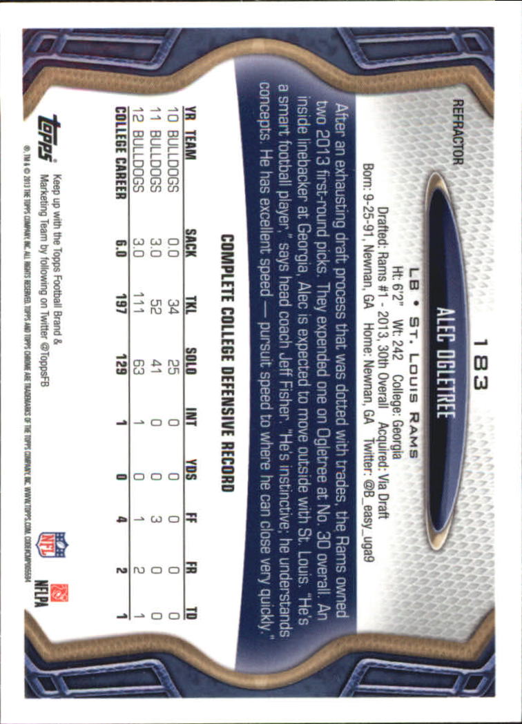 2013 Topps Chrome Football Part 2 Parallel Regular Refractors Cards #1 to #220 - Picture 208 of 246