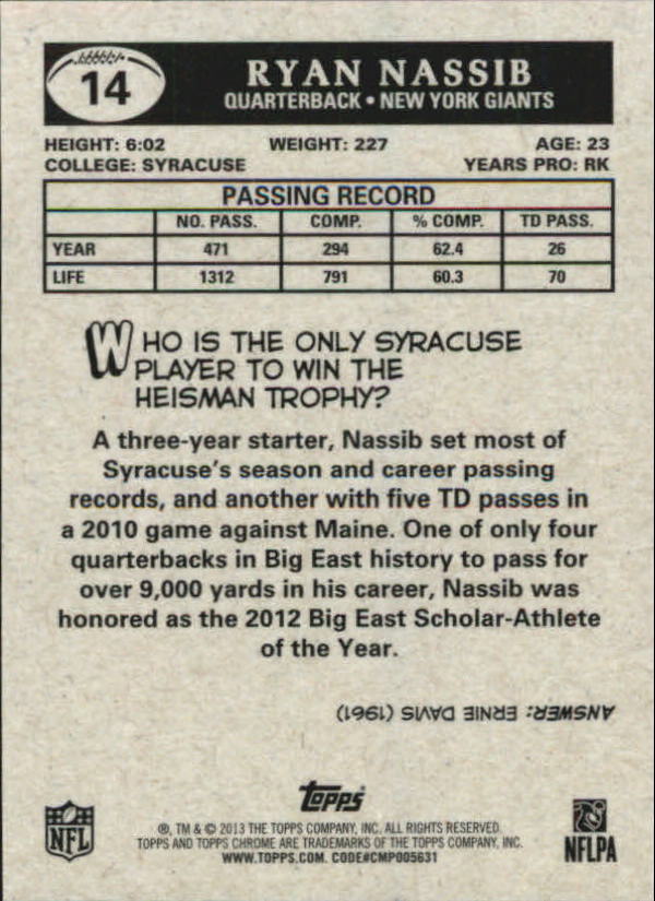 2013 Topps Chrome Football Part 4 Insert and Autograph Rookie Cards - Picture 26 of 166