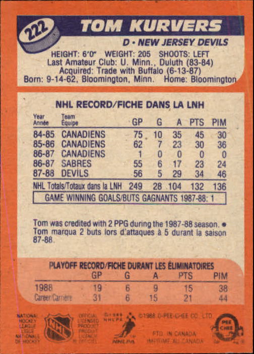 A5964- 1988-89 O-Pee-Chee Hk #s 200-264 +Rookies -You Pick- 15+ FREE US SHIP