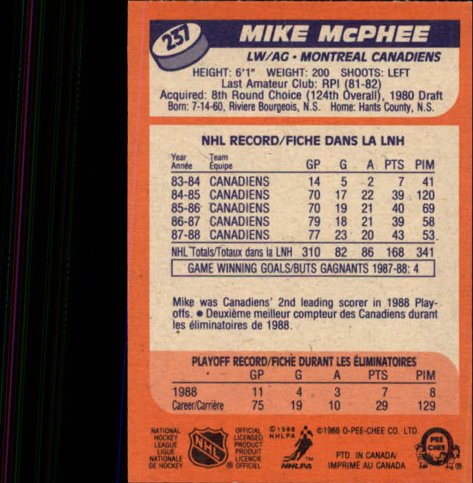 A5964- 1988-89 O-Pee-Chee Hk #s 200-264 +Rookies -You Pick- 15+ FREE US SHIP