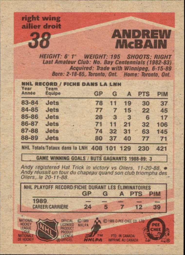 1989/1990 O-Pee-Chee Hockey Part 1 Main Set Cards #1 - #165 Rookies and Veterans - Picture 77 of 327