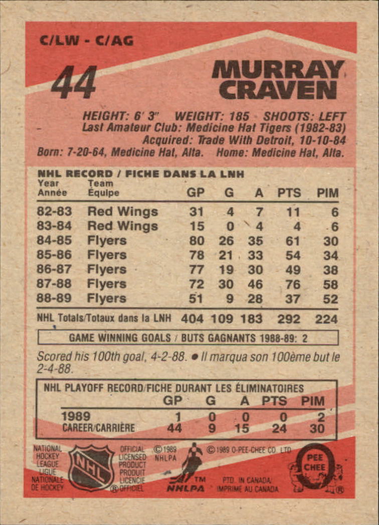 1989/1990 O-Pee-Chee Hockey Part 1 Main Set Cards #1 - #165 Rookies and Veterans - Picture 89 of 327