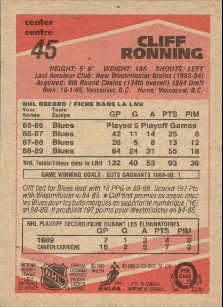 1989/1990 O-Pee-Chee Hockey Part 1 Main Set Cards #1 - #165 Rookies and Veterans - Picture 91 of 327