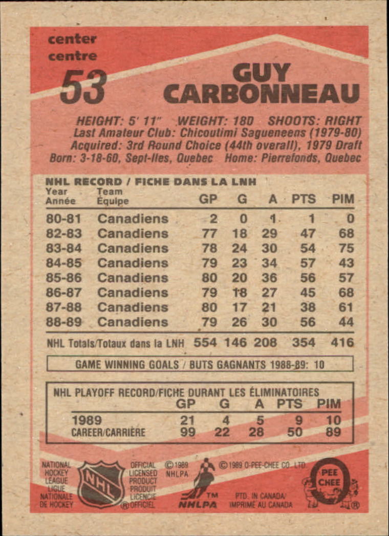1989/1990 O-Pee-Chee Hockey Part 1 Main Set Cards #1 - #165 Rookies and Veterans - Picture 107 of 327