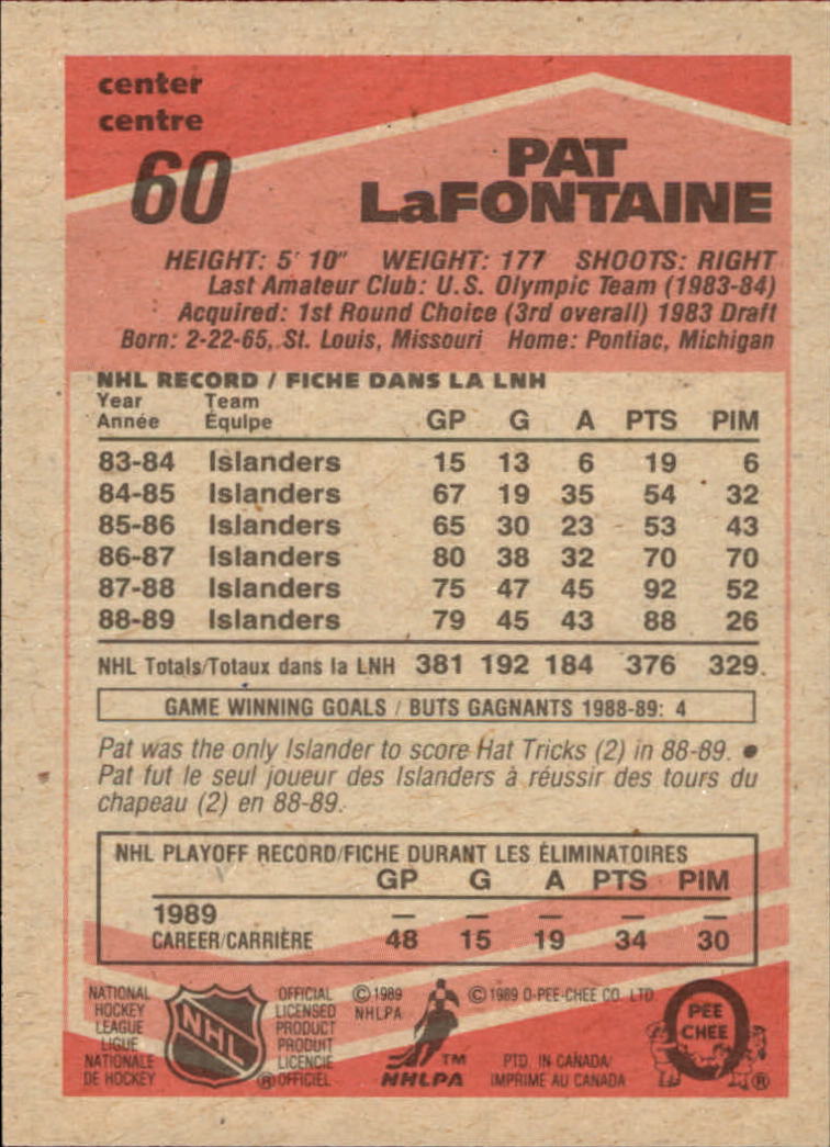 1989/1990 O-Pee-Chee Hockey Part 1 Main Set Cards #1 - #165 Rookies and Veterans - Picture 121 of 327