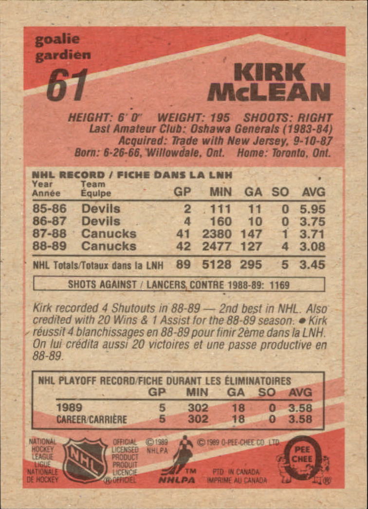 1989/1990 O-Pee-Chee Hockey Part 1 Main Set Cards #1 - #165 Rookies and Veterans - Picture 123 of 327