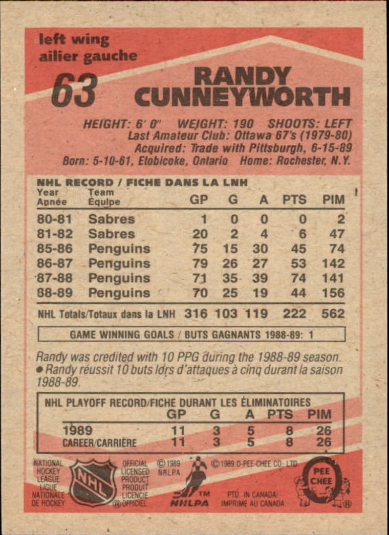 1989/1990 O-Pee-Chee Hockey Part 1 Main Set Cards #1 - #165 Rookies and Veterans - Picture 127 of 327