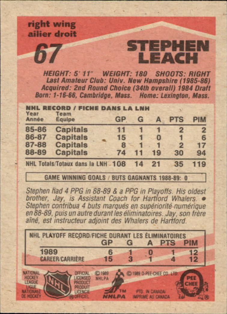1989/1990 O-Pee-Chee Hockey Part 1 Main Set Cards #1 - #165 Rookies and Veterans - Picture 135 of 327