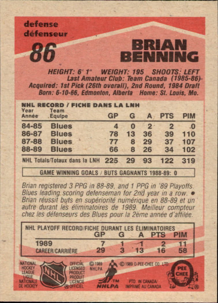 1989/1990 O-Pee-Chee Hockey Part 1 Main Set Cards #1 - #165 Rookies and Veterans - Picture 171 of 327