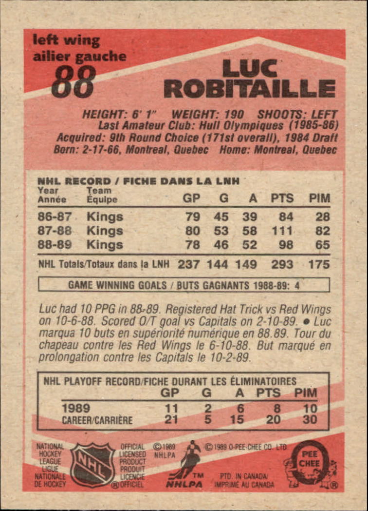 1989/1990 O-Pee-Chee Hockey Part 1 Main Set Cards #1 - #165 Rookies and Veterans - Picture 177 of 327