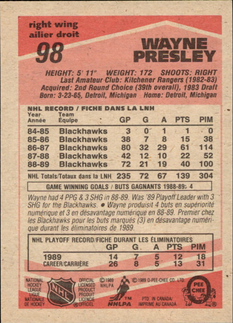 1989/1990 O-Pee-Chee Hockey Part 1 Main Set Cards #1 - #165 Rookies and Veterans - Picture 197 of 327