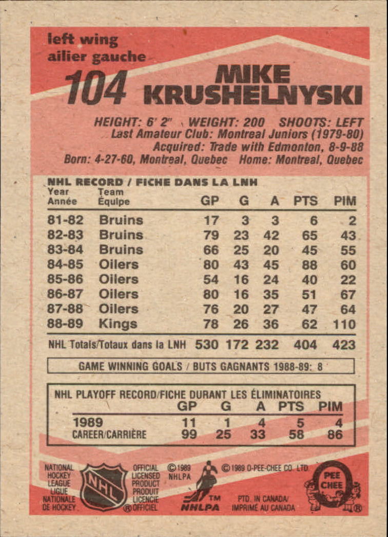 1989/1990 O-Pee-Chee Hockey Part 1 Main Set Cards #1 - #165 Rookies and Veterans - Picture 209 of 327