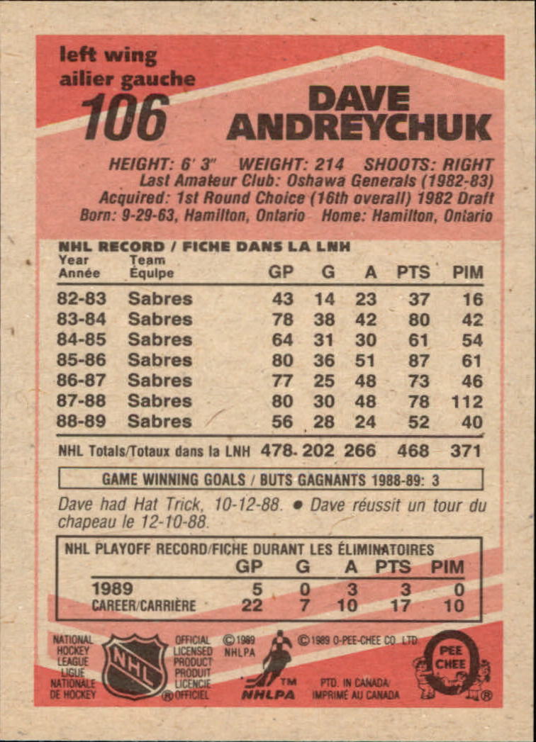 1989/1990 O-Pee-Chee Hockey Part 1 Main Set Cards #1 - #165 Rookies and Veterans - Picture 213 of 327