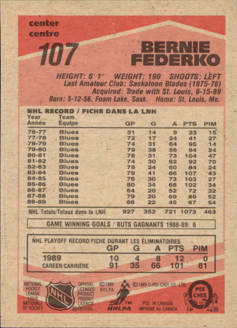 1989/1990 O-Pee-Chee Hockey Part 1 Main Set Cards #1 - #165 Rookies and Veterans - Picture 215 of 327