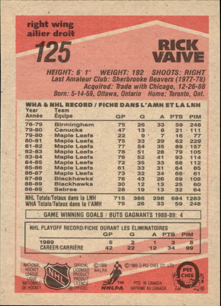 1989/1990 O-Pee-Chee Hockey Part 1 Main Set Cards #1 - #165 Rookies and Veterans - Picture 249 of 327
