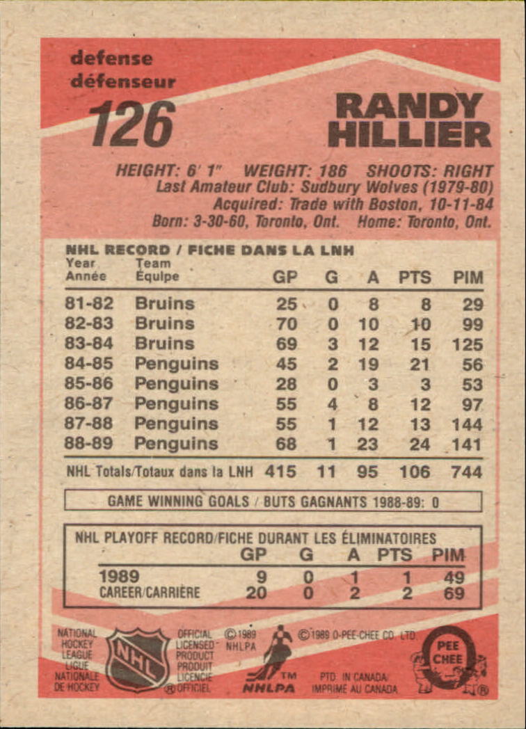 1989/1990 O-Pee-Chee Hockey Part 1 Main Set Cards #1 - #165 Rookies and Veterans - Picture 251 of 327