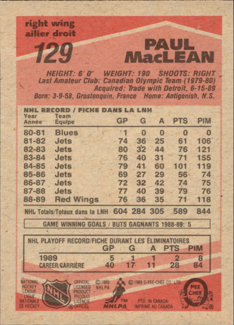 1989/1990 O-Pee-Chee Hockey Part 1 Main Set Cards #1 - #165 Rookies and Veterans - Picture 257 of 327