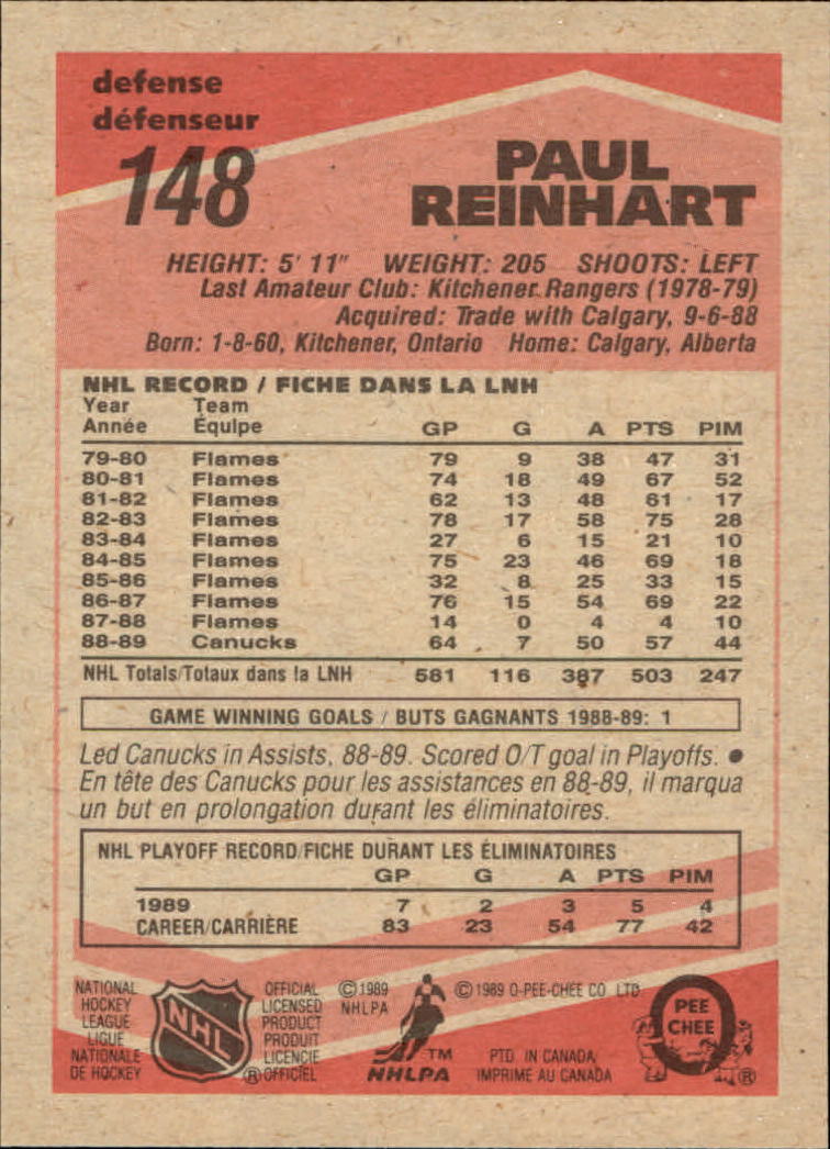 1989/1990 O-Pee-Chee Hockey Part 1 Main Set Cards #1 - #165 Rookies and Veterans - Picture 295 of 327