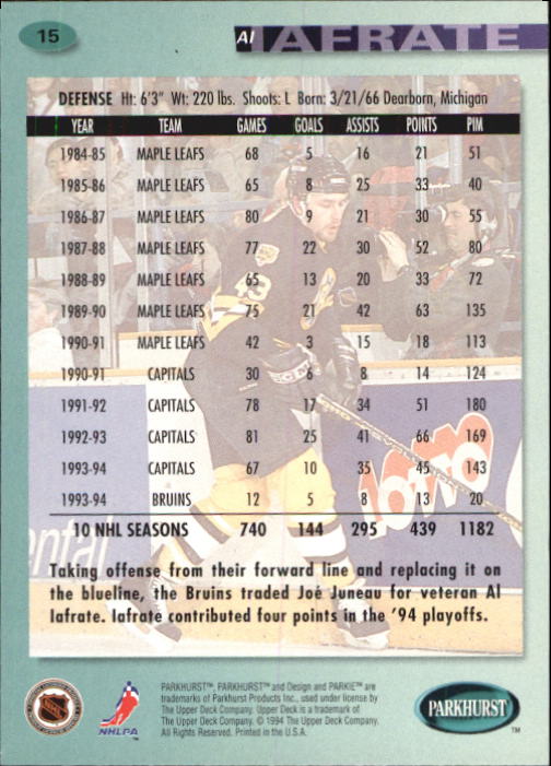 B0740- 1994-95 Parkhurst Hk Card #s 1-200 +Rookies -You Pick- 15+ FREE US SHIP - Picture 31 of 383